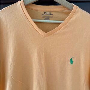 Polo by Ralph Lauren Men's Peach V-Neck Tee